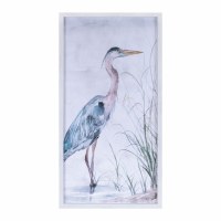 25" x 13" Heron With a Low Back Standing in the Water Coastal Gel Textured Framed Print