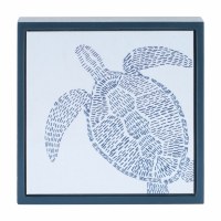 6" Sq Dark Blue Sea Turtle Coastal Wall Art Block Plaque