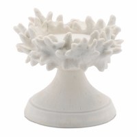 6" White Faux Coral Polyresin Pillar Candle Holder