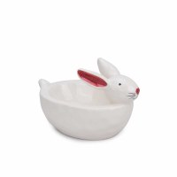 7" White Ceramic Bunny Bowl