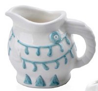 5" Blue and White Ceramic Fish Shape Coastal Pitcher