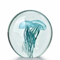 6" Two Blue Jellyfish in a Glass Orb