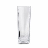 10" Clear Ribbed Glass Square Vase