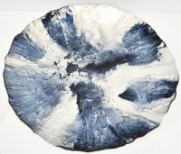 23" Round Blue and White Glass Platter