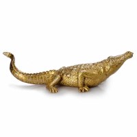 12" Gold Toned Polyresin Alligator Figurine