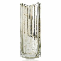 12" Distressed Silver Ribbed Glass Vase