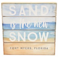 6" Sq Fort Myers "Sand is the New Snow" Coastal Christmas Plaque