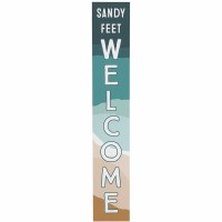 46" x 8" "Sandy Feet Welcome" Coastal Poarch Board