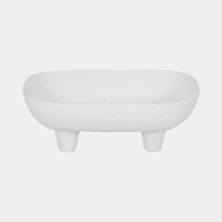 7" x 10" White Ceramic Footed Bowl