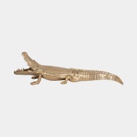 36" Gold Metal Alligator Figurine