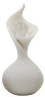 12" White Twist Polyresin Bottle With a Glass Orb Bottle Top