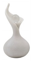 10" White Twist Polyresin Bottle With a Glass Orb Bottle Top