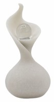 8" White Twist Polyresin Bottle With a Glass Orb Bottle Top