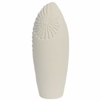 16" White Carved Nautilus Shell Top Ceramic Vase