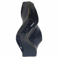 13" Dark Blue Ceramic Twist Vase