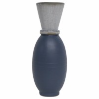 11" White and Blue Modern Ceramic Vase