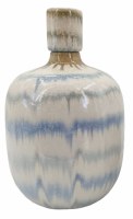 12" Blue and White Ceramic Bottle