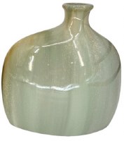 8" Green and Brown Ceramic Vase