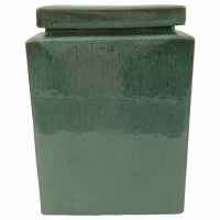 13" Green Ceramic Flat Rectangle Jar With a Lid