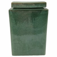 16" Green Ceramic Flat Rectangle Jar With a Lid