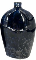 8" Dark Blue Textured Ceramic Vase