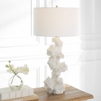 32" White Abstract Faux Coral Coastal Table Lamp