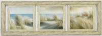 18" x 50" Three in One Beach Grass Gel Textured Coastal Print in a Gray Wash Frame