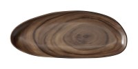 7" x 18" Brown Wood Design Oval Melamine Serving Tray