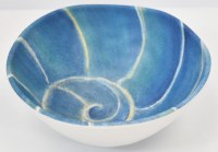7" Round Blue Nautilus Shell Shoreline Melamine Salad Bowl