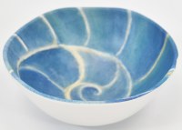 6" Round Blue Nautilus Shell Shoreline Melamine Dipping Bowl