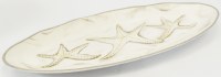 8" x 19" Beige Nautilus Shell Shoreline Oval Melamine Serving Tray