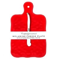 6" x 15" Red Pearlette Melamine Board With a Knife