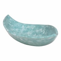 9" x 21" Blue Oval Mosaic Polyresin Bowl