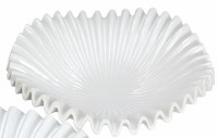 17" Round White Pleat Ceramic Low Bowl