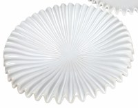 13" Round White Pleat Ceramic Low Bowl