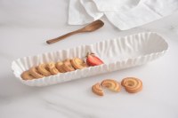 3" x 13" White Ripple Ceramic Cracker Tray by Pampa Bay