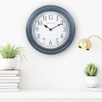 16" Round Dark Blue Rim Wall Clock