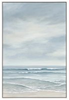 62" x 42" Long Crest Wave Framed Coastal Canvas