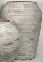 Medium White and Gray Ceramic Floor Vase