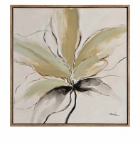 40" Sq Taupe Floral 1 Botanical Framed Canvas