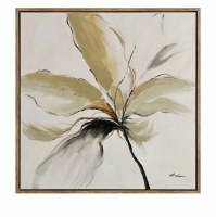 40" Sq Taupe Floral 2 Botanical Framed Canvas