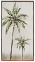 53" x 30" Vertical Rectangle Golden Palm 1 Framed Coastal Canvas