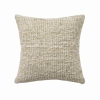 22" Sq Ivory and Green Textured Decorative Pillow