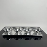 4" x 12" Silver Metal Tray With Four Bowls