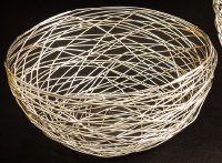 13" Round Silver Woven Metal Basket