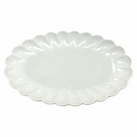 10" x 16" White Petal Design Ceramic Serving Platter