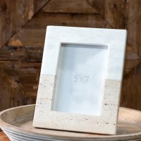 5" x 7" White Marble and Beige Travertine Picture Frame