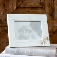 5" x 7" White Marble Paw Prints Picture Frame