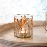 4" Pressed Dried Flowers in a Glass Votive Holder