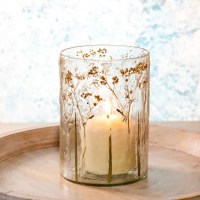 7" Pressed Dried Baby's Breath in a Glass Votive Holder